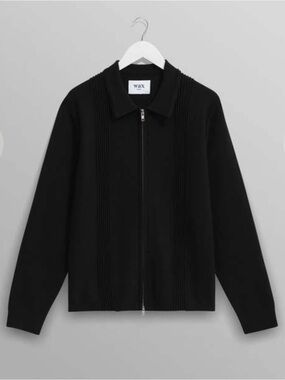 Mens Wax London Lennox Cotton/Cashmere Full Zip Up Warm Sweater Polo Like New